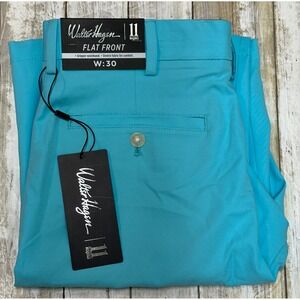 Walter Hagen 11 Majors Golf Shorts Mens‎ W30 Flat Front Sky Blue Stretch NWT